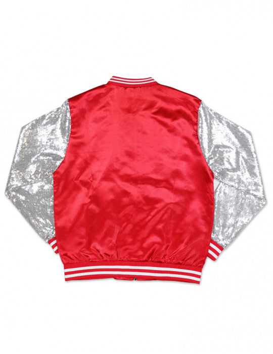 DST SATIN SEQUINS JACKET_RED