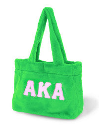 AKA FUR BAG GREEN TOTE BAG