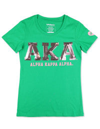 AKA SEQUIN PATCH TEE GREEN