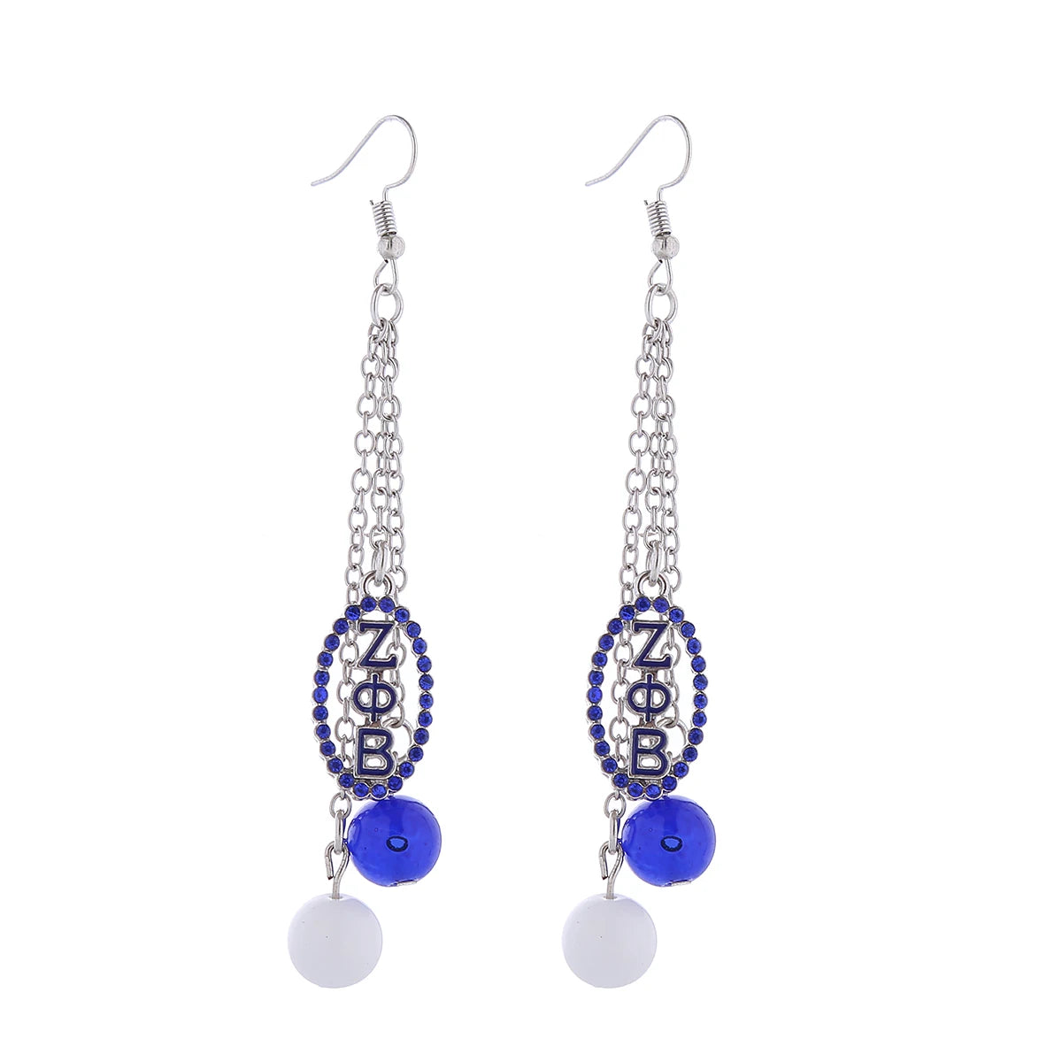 Zeta Phi Beta Metal Layered Tassel Letter Earrings