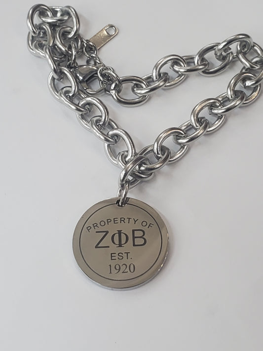 ZETA PHI BETA BRACELET ROUND STEEL