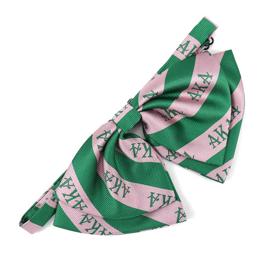 AKA LOGO PINK & GREEN STRIPED PRE TIE