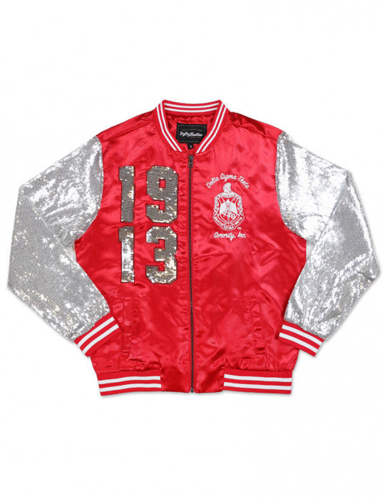 DST SATIN SEQUINS JACKET_RED
