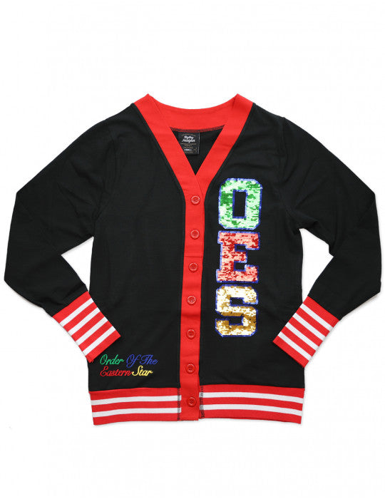 OES SEQUIN PATCH CARDIGAN